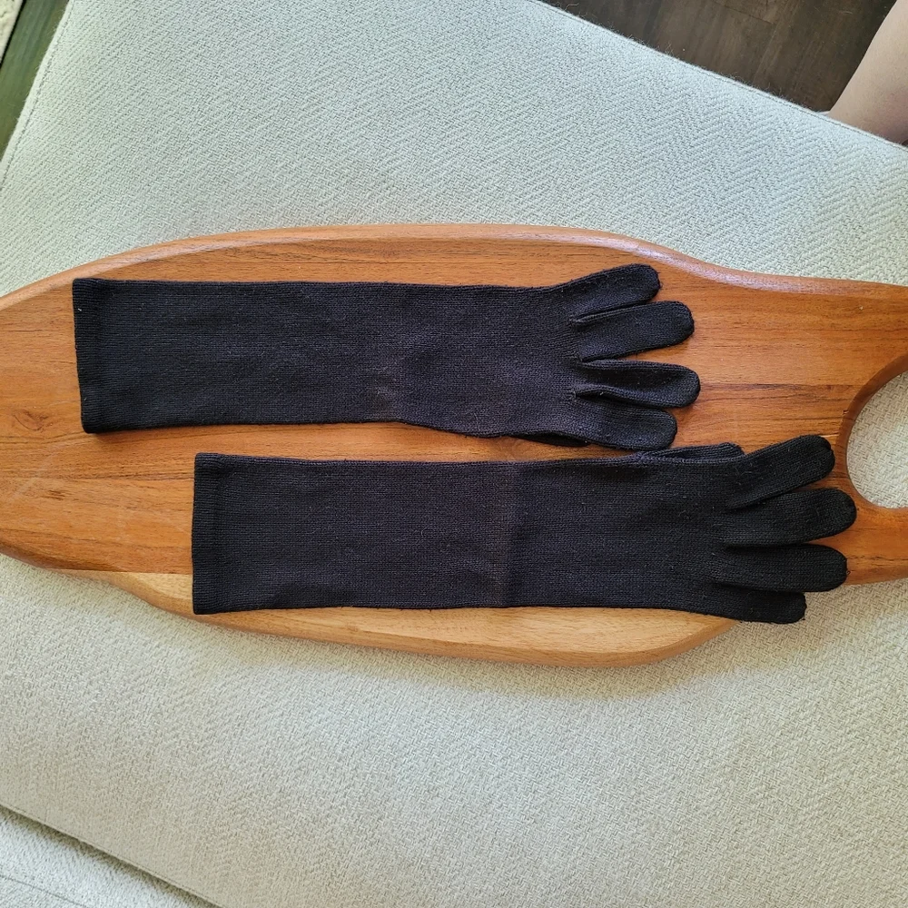 Echo elbow length black stretch knit gloves soft one size light duty